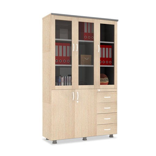 Tủ tài liệu gỗ 3 buồng cánh kính Fami SM8450H - Ảnh 3