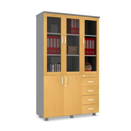 Tủ tài liệu gỗ 3 buồng cánh kính Fami SM8450H