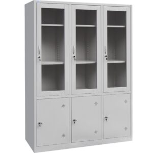 Tủ tài liệu TU09K7CK The One 6 khoang cánh kính sắt mở để hồ sơ văn phòng