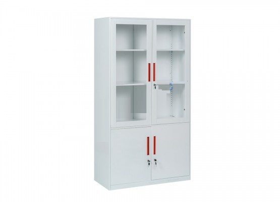Tủ tài liệu sắt trắng The One TU09K3D cao 183cm cánh kính - Ảnh 2