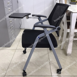Ghế họp tựa lưới chân gấp bánh xe có bàn viết The One GL402XB